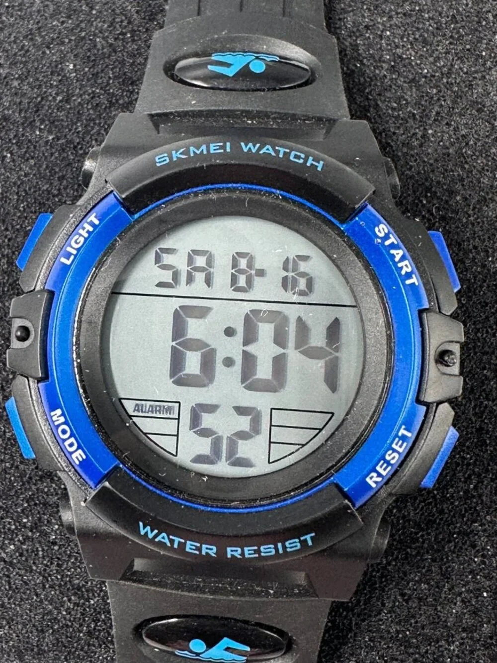 Skmei Digital Watch Men Black Blue Round 43MM Backlight New Battery
